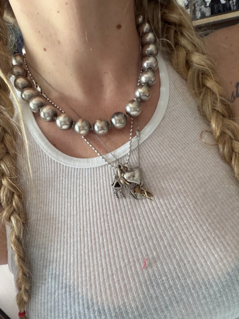 Vintage Silver Beaded Choker Necklace - Picture 4 of 4